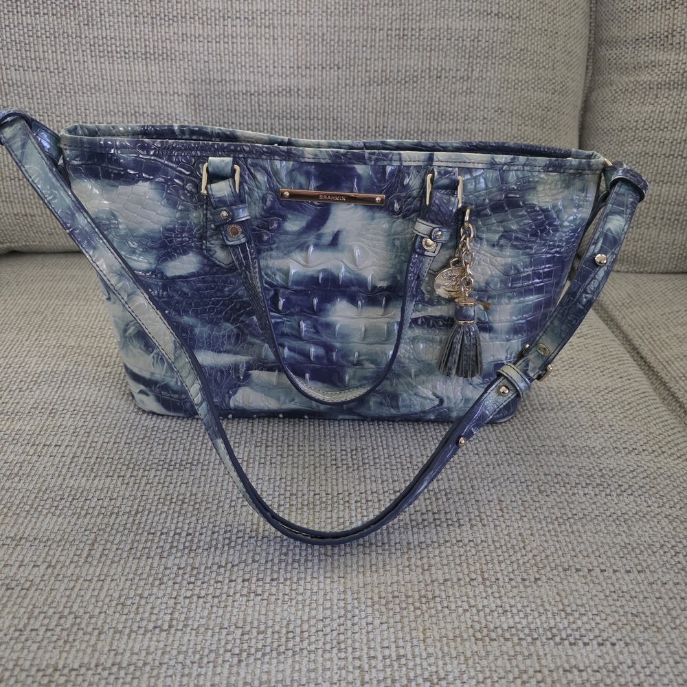 Brahmin Blue and Cream Shoulder Bag